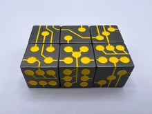 Load image into Gallery viewer, Yellow &amp; Gunmetal | Metal Circuit Dice | 6-Piece Set
