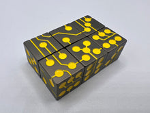 Load image into Gallery viewer, Yellow &amp; Gunmetal | Metal Circuit Dice | 6-Piece Set
