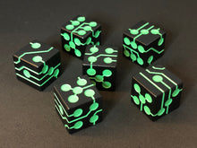 Load image into Gallery viewer, Green &amp; Black | Metal Circuit Dice | 6-Piece Set
