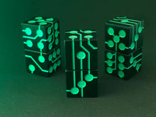 Load image into Gallery viewer, Green &amp; Black | Metal Circuit Dice | 6-Piece Set
