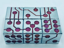 Load image into Gallery viewer, Purple &amp; Chrome | Metal Circuit Dice | 6-Piece Set
