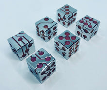 Load image into Gallery viewer, Purple &amp; Chrome | Metal Circuit Dice | 6-Piece Set

